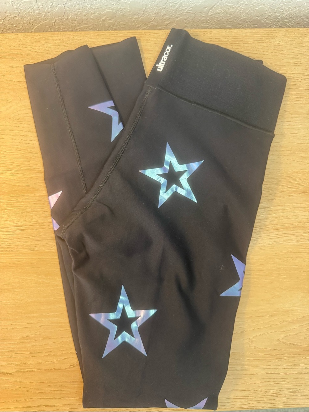 ultracor Black Leggings with Iridescent Blue-Purple Star Print